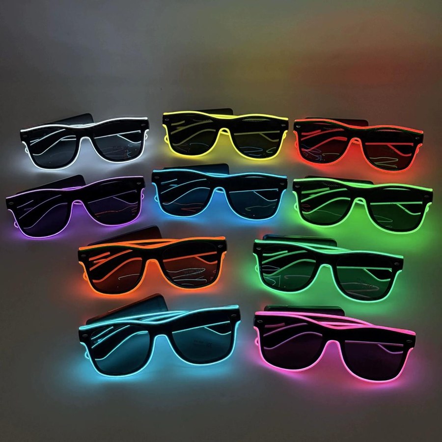 All 10 available colorways of Sunglasses At Night LED wire sunglasses