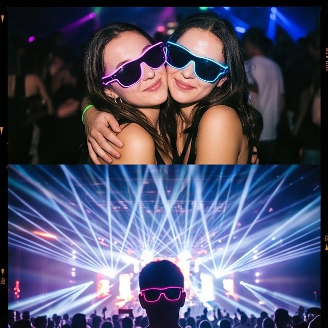 Friends wearing Sunglasses At Night at a party