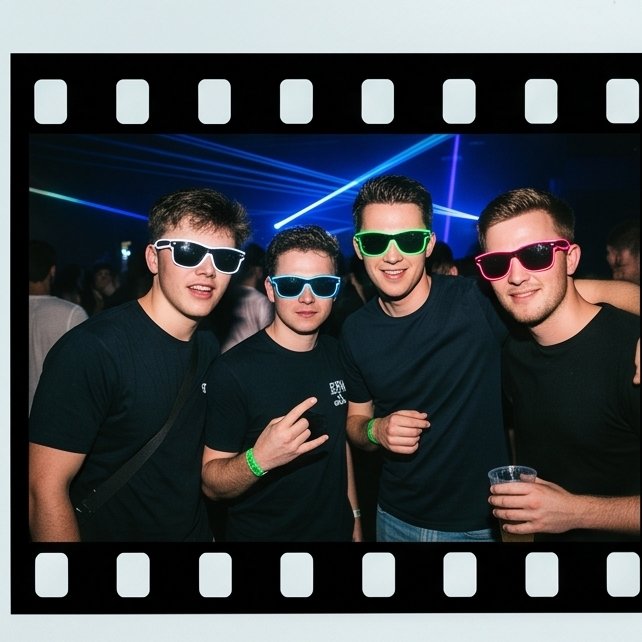 Friends wearing Sunglasses At Night at a party