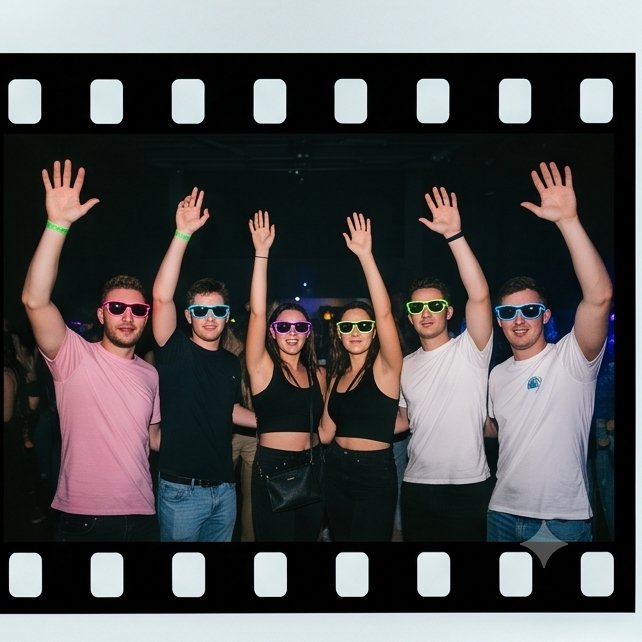Friends wearing Sunglasses At Night at a party